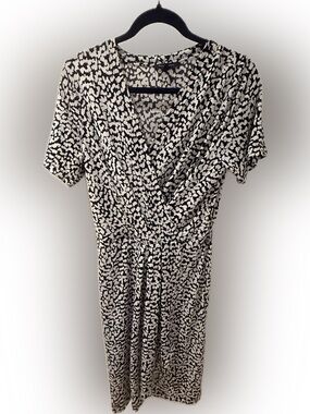 Banana Republic Black and White Printed Wrap-Style Tunic